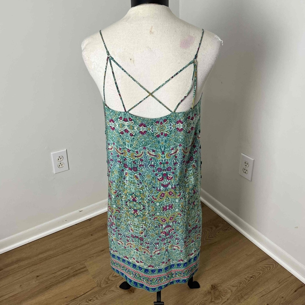 Anthropologie Maeve Meret Green Floral Paisley Boho Silk Tunic Blouse Size US 6 - Picture 4 of 16